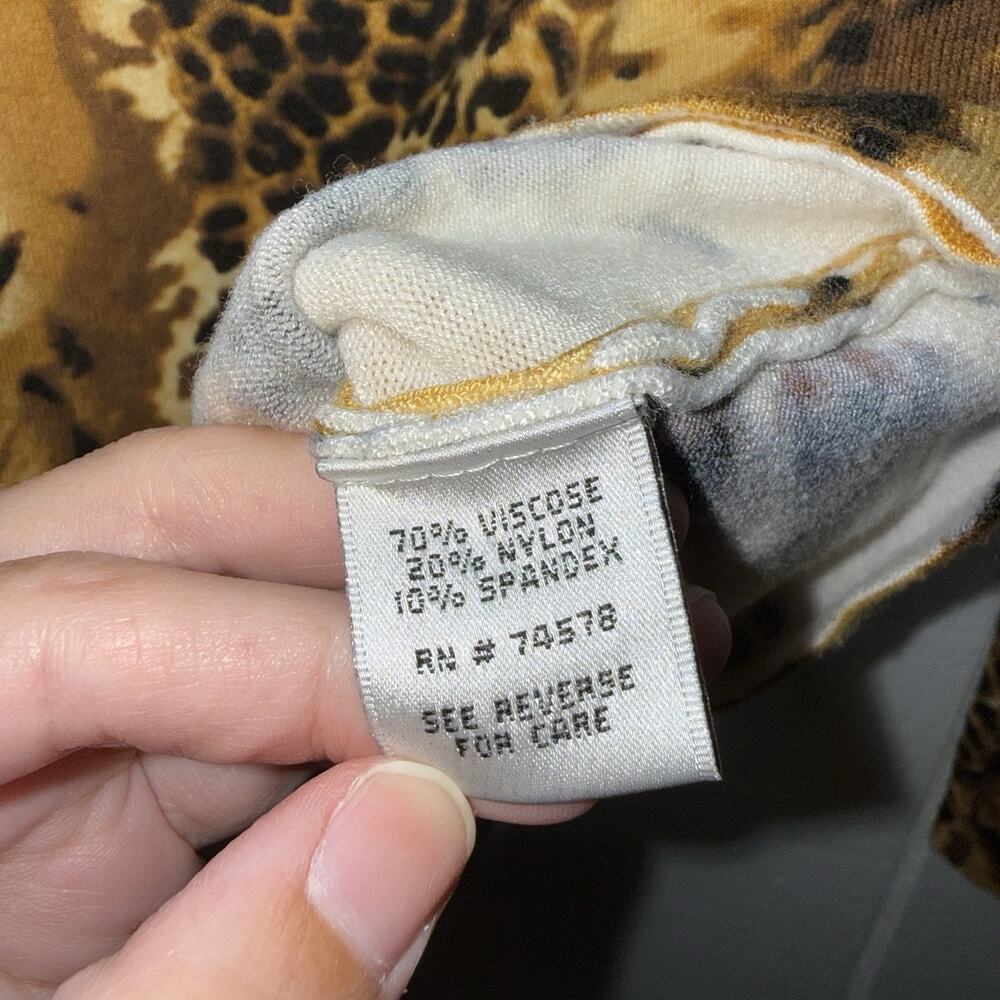 Cache Women’s Y2K Animal Print Faux Wrap Sweater V Neck Size L - Picture 5 of 5